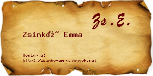 Zsinkó Emma névjegykártya