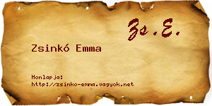 Zsinkó Emma névjegykártya